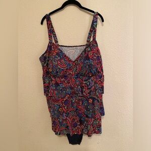 NWT Swim Solutions 1 pc. Multi Color Swimsuit